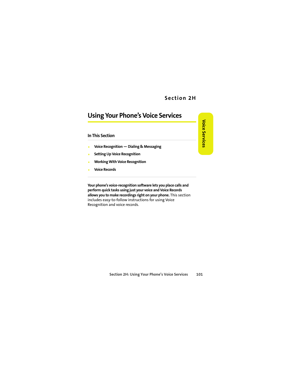 Using your phone’s voice services, 2h. using your phone’s voice services | Sprint Nextel MOTOKRZR K1M User Manual | Page 117 / 223