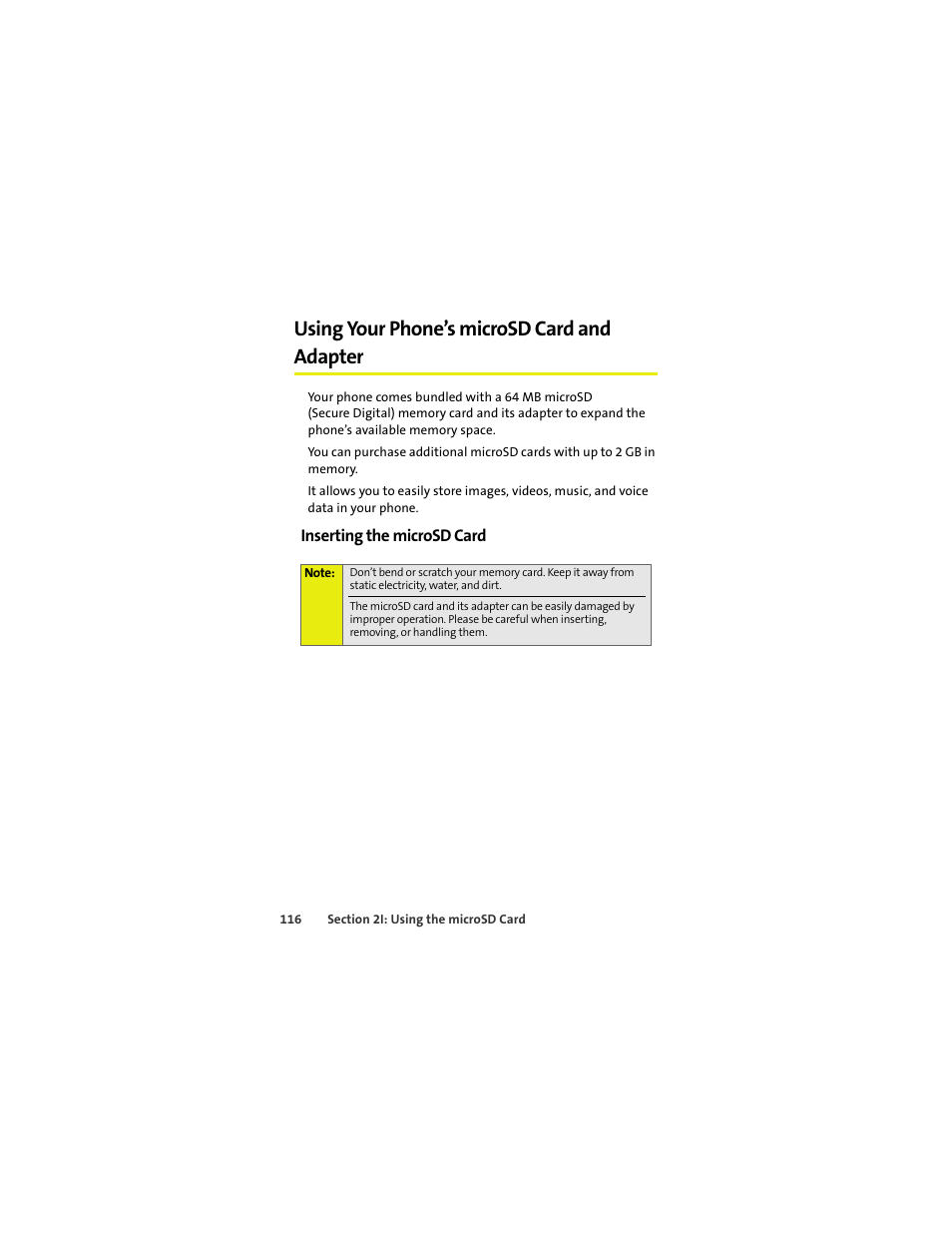 Using your phone’s microsd card and adapter, Inserting the microsd card | Sprint Nextel MOTOKRZR K1M User Manual | Page 132 / 223