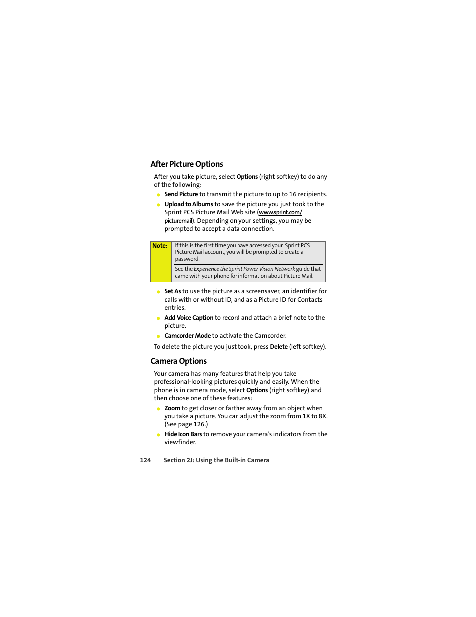 After picture options, Camera options | Sprint Nextel MOTOKRZR K1M User Manual | Page 140 / 223