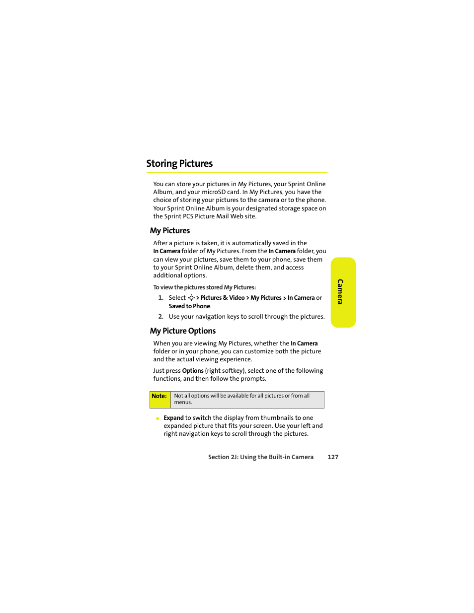 Storing pictures, My pictures, My picture options | Sprint Nextel MOTOKRZR K1M User Manual | Page 143 / 223