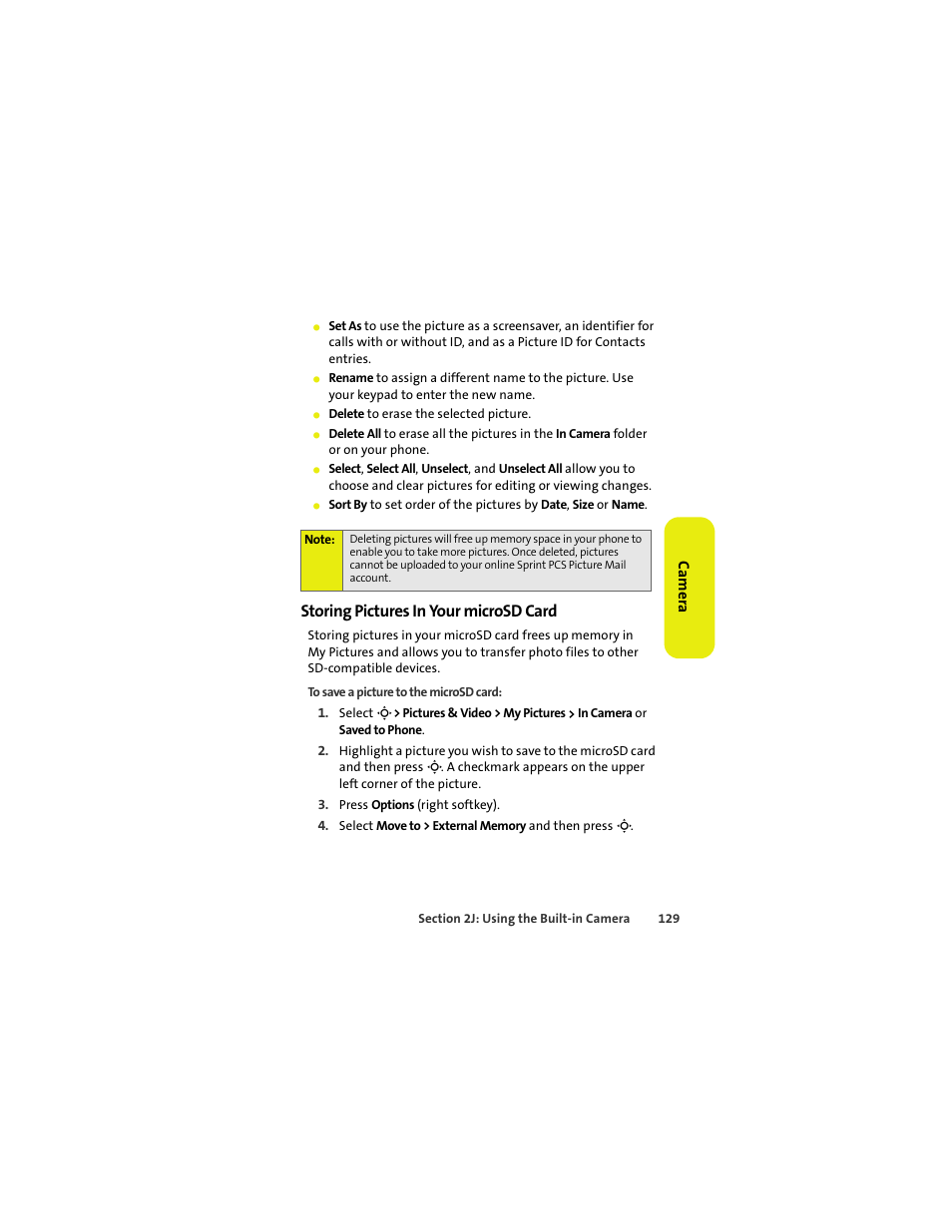 Storing pictures in your microsd card | Sprint Nextel MOTOKRZR K1M User Manual | Page 145 / 223