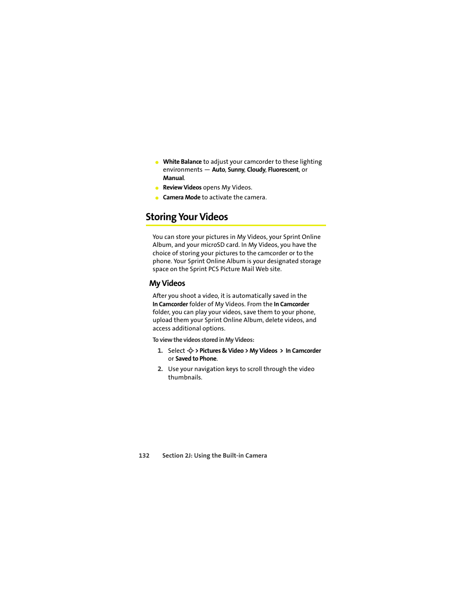 Storing your videos, My videos | Sprint Nextel MOTOKRZR K1M User Manual | Page 148 / 223