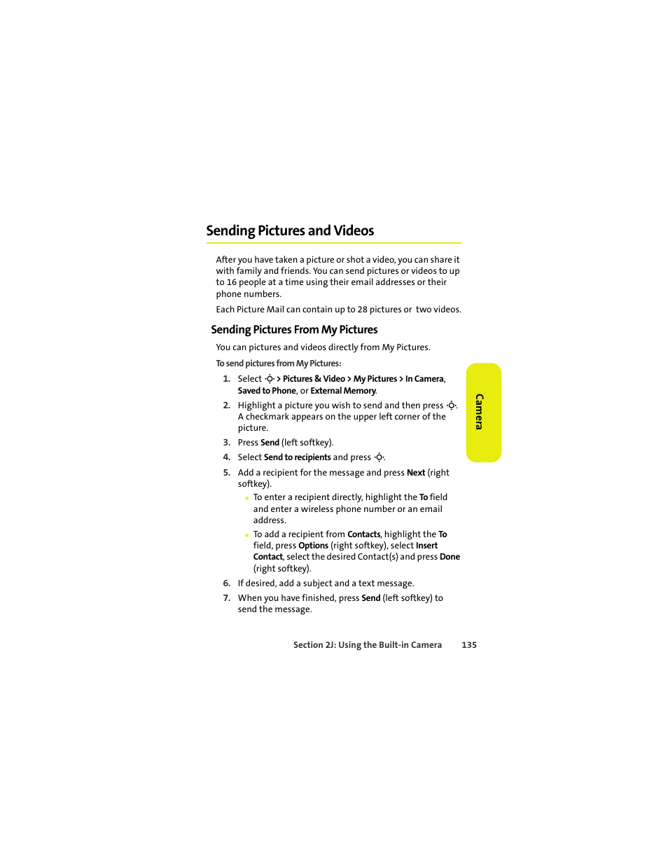 Sending pictures and videos, Sending pictures from my pictures | Sprint Nextel MOTOKRZR K1M User Manual | Page 151 / 223