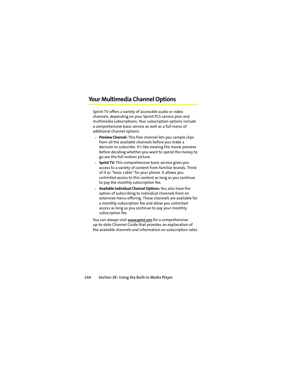 Your multimedia channel options | Sprint Nextel MOTOKRZR K1M User Manual | Page 160 / 223