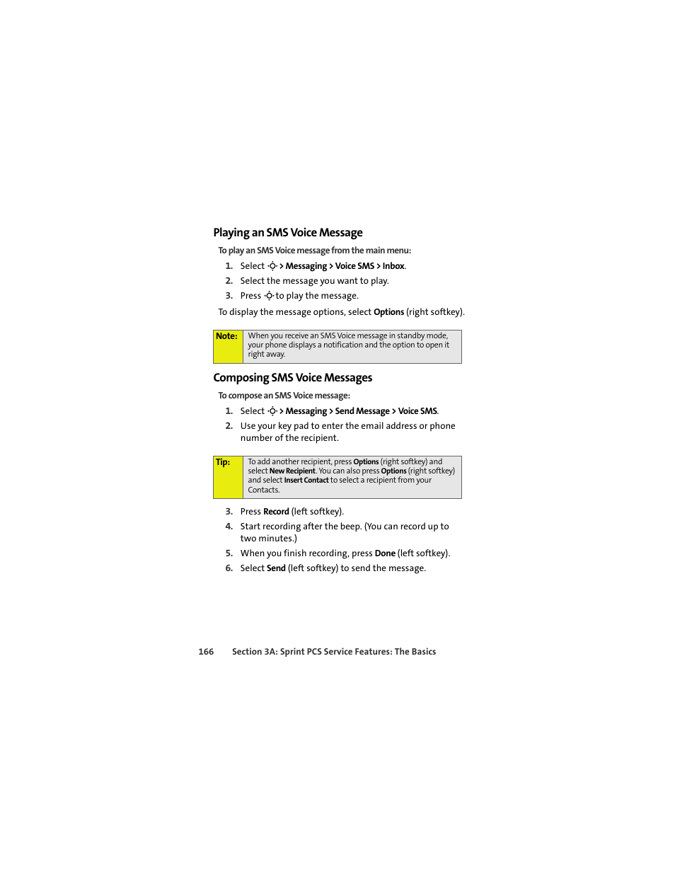 Playing an sms voice message, Composing sms voice messages | Sprint Nextel MOTOKRZR K1M User Manual | Page 182 / 223