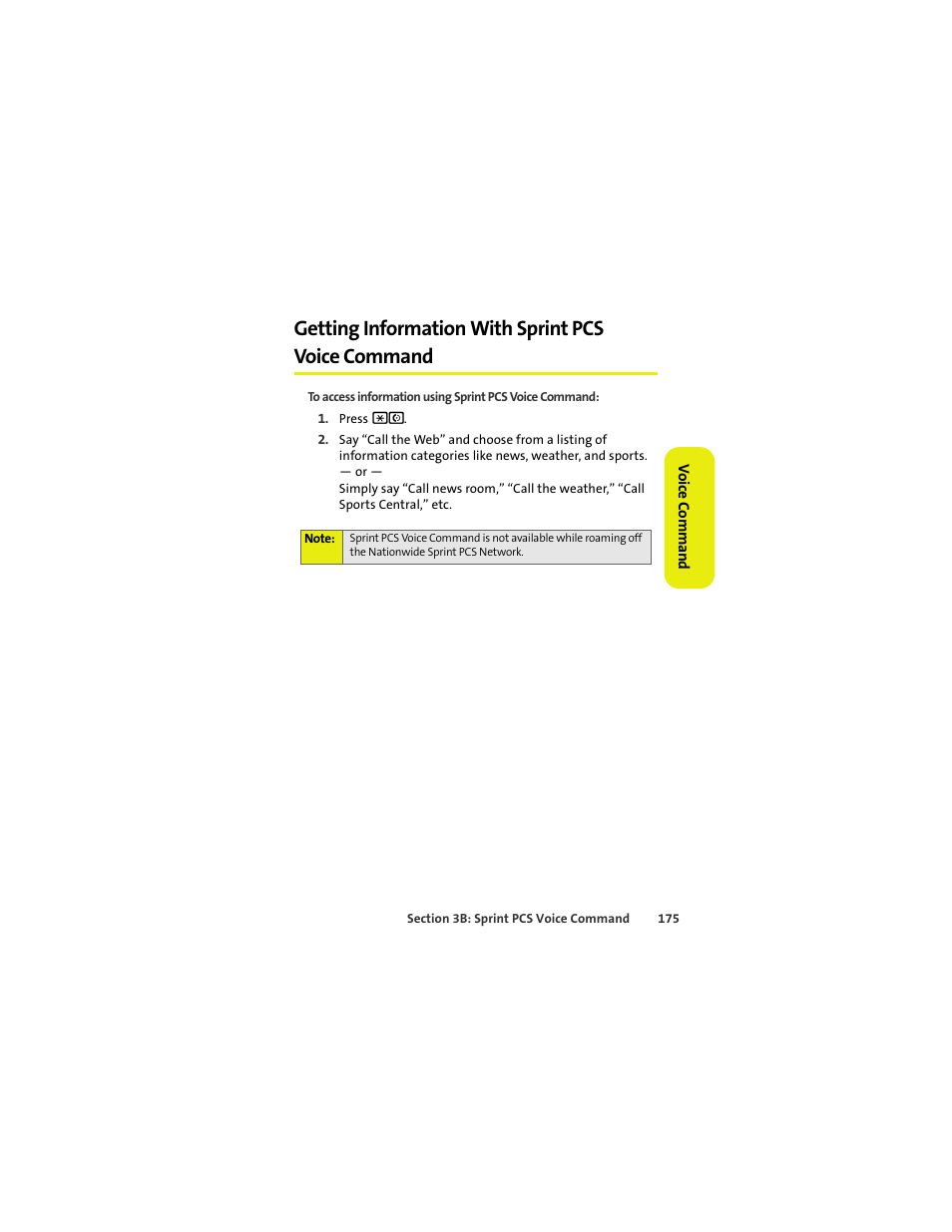 Getting information with sprint pcs voice command | Sprint Nextel MOTOKRZR K1M User Manual | Page 191 / 223