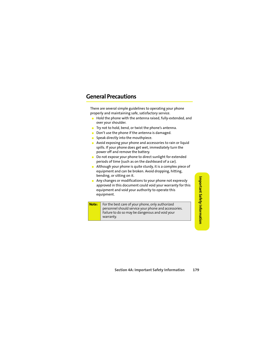 General precautions | Sprint Nextel MOTOKRZR K1M User Manual | Page 195 / 223