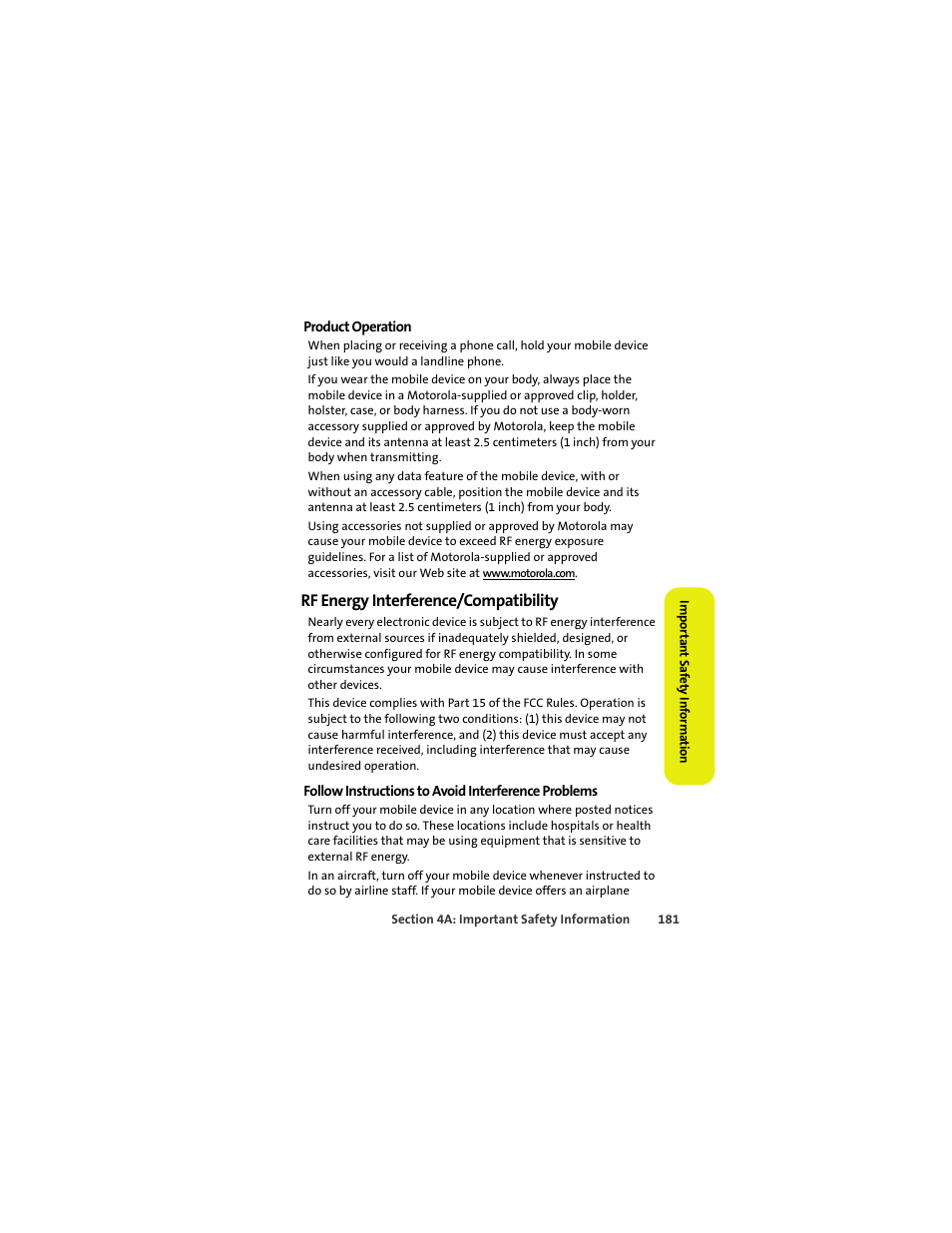 Rf energy interference/compatibility | Sprint Nextel MOTOKRZR K1M User Manual | Page 197 / 223