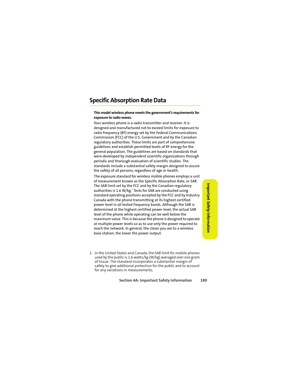Specific absorption rate data | Sprint Nextel MOTOKRZR K1M User Manual | Page 205 / 223