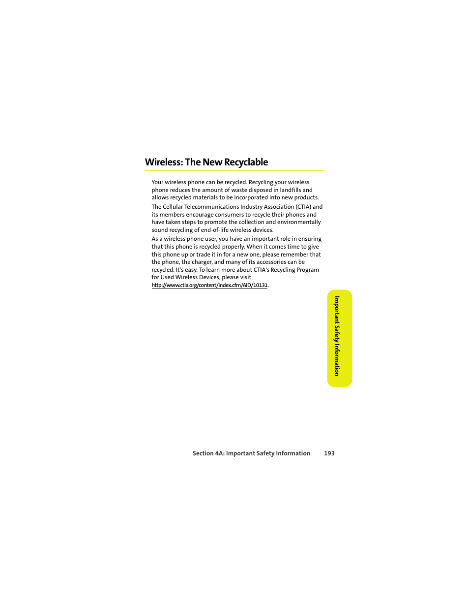 Wireless: the new recyclable | Sprint Nextel MOTOKRZR K1M User Manual | Page 209 / 223