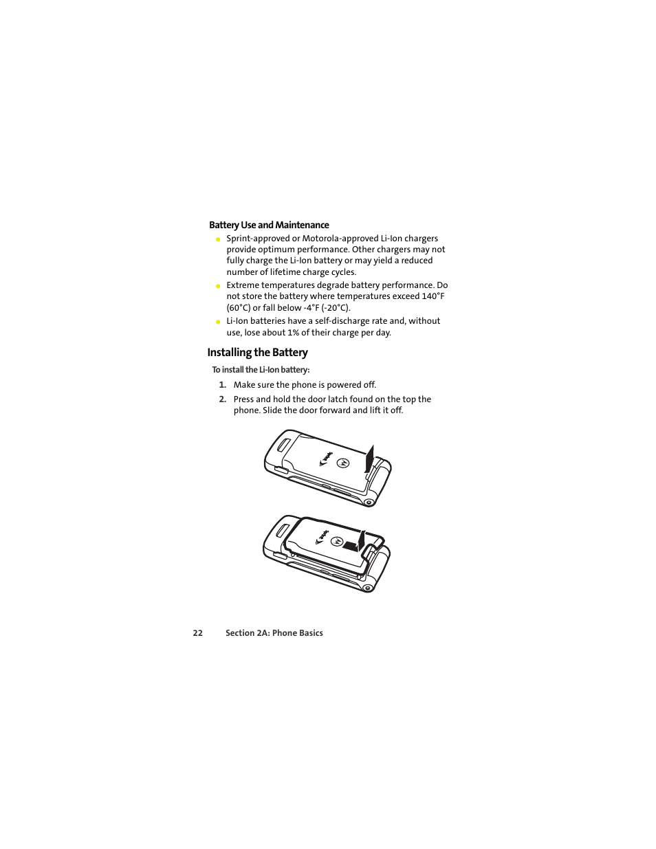 Installing the battery | Sprint Nextel MOTOKRZR K1M User Manual | Page 38 / 223