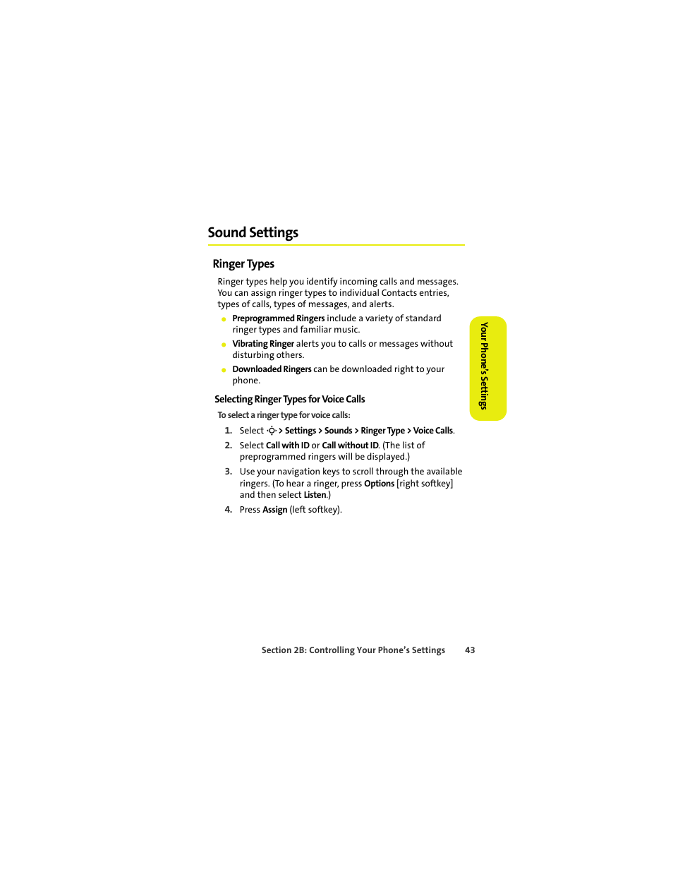 Sound settings, Ringer types | Sprint Nextel MOTOKRZR K1M User Manual | Page 59 / 223
