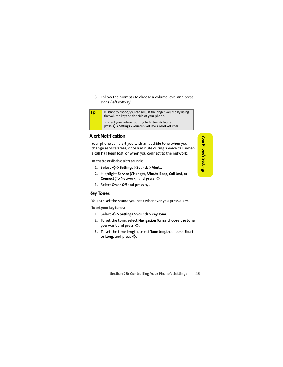 Alert notification, Key tones | Sprint Nextel MOTOKRZR K1M User Manual | Page 61 / 223