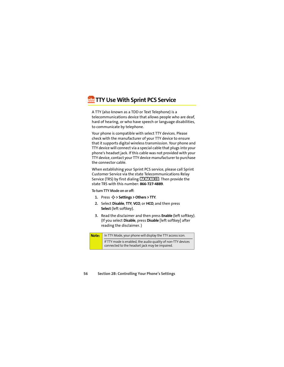 Tty use with sprint pcs service | Sprint Nextel MOTOKRZR K1M User Manual | Page 72 / 223