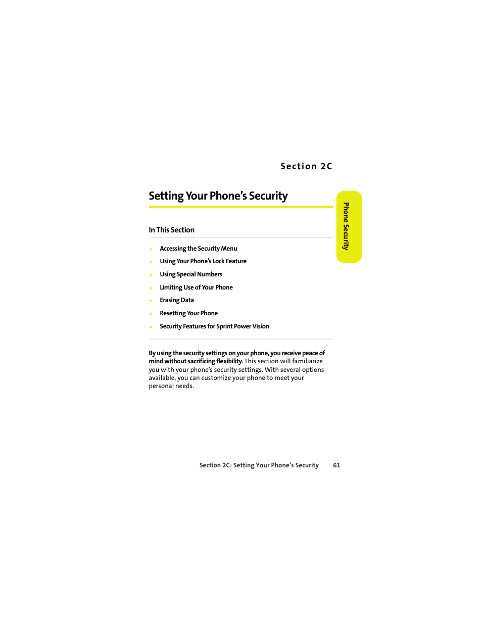Setting your phone’s security, 2c. setting your phone’s security | Sprint Nextel MOTOKRZR K1M User Manual | Page 77 / 223