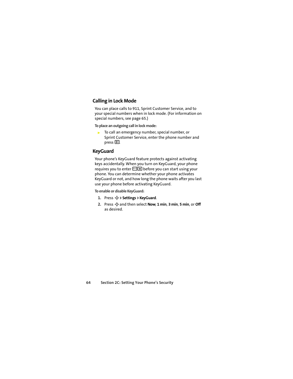 Calling in lock mode, Keyguard | Sprint Nextel MOTOKRZR K1M User Manual | Page 80 / 223