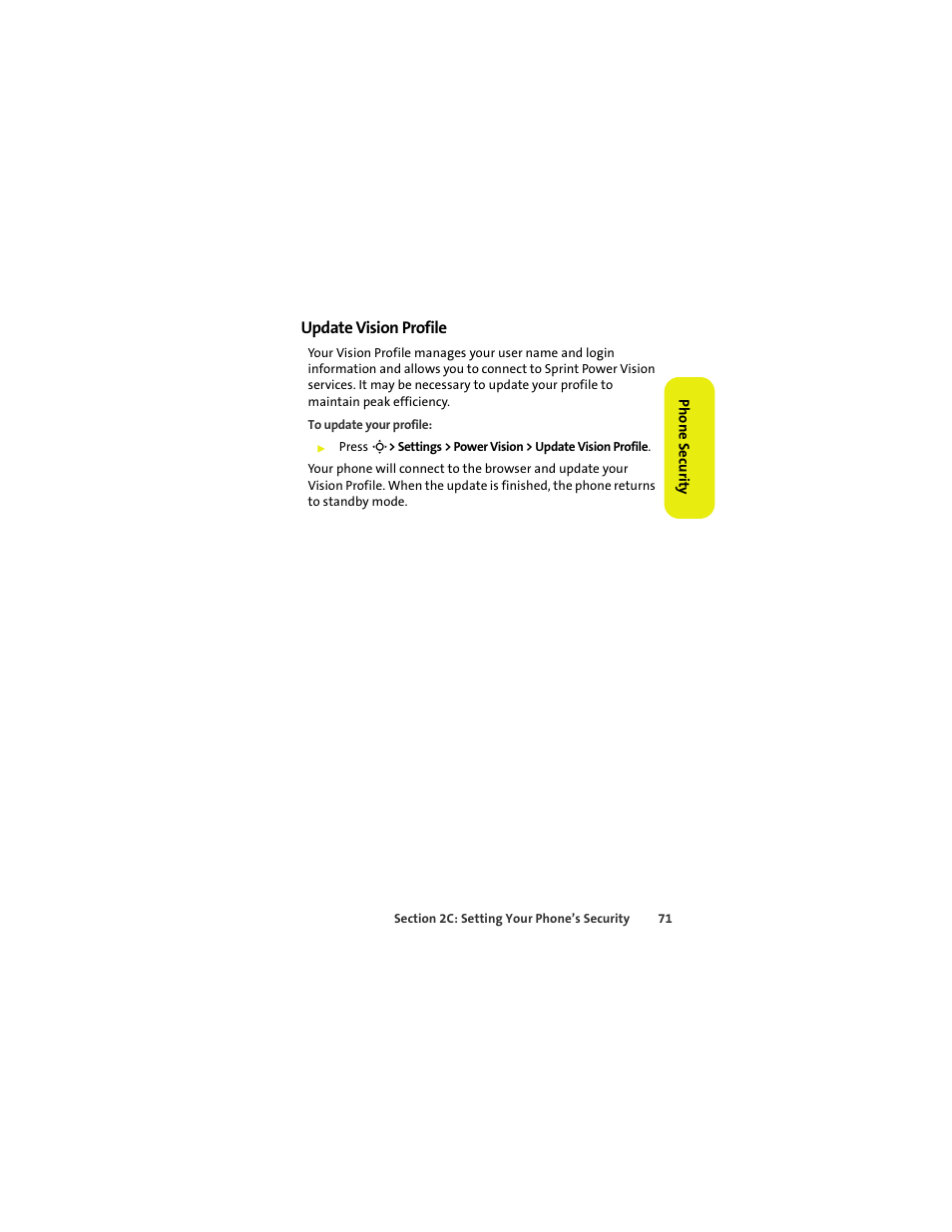 Update vision profile | Sprint Nextel MOTOKRZR K1M User Manual | Page 87 / 223