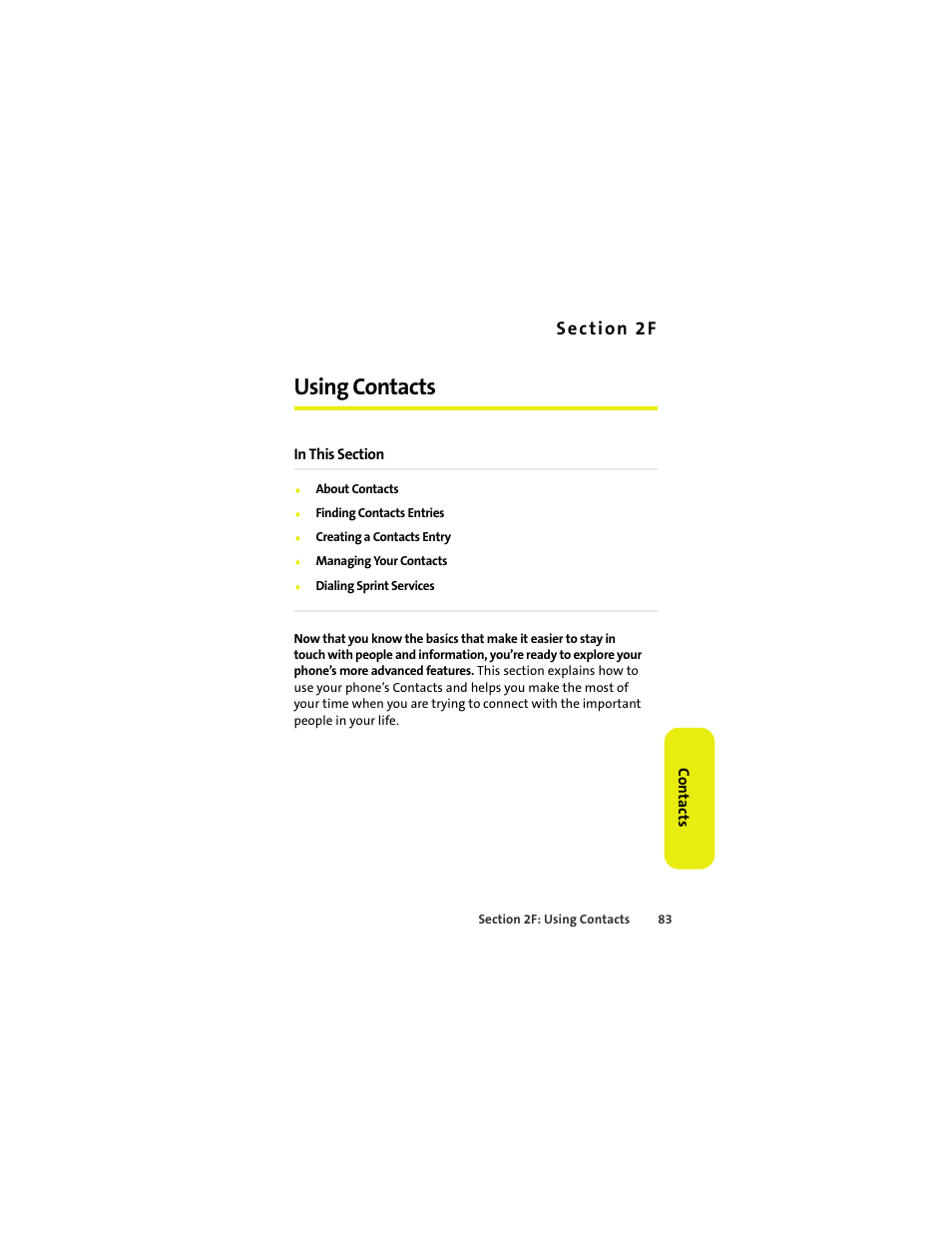 Using contacts, 2f. using contacts | Sprint Nextel MOTOKRZR K1M User Manual | Page 99 / 223