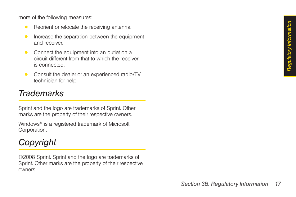 Trademarks, Copyright | Sprint Nextel U300 User Manual | Page 25 / 32