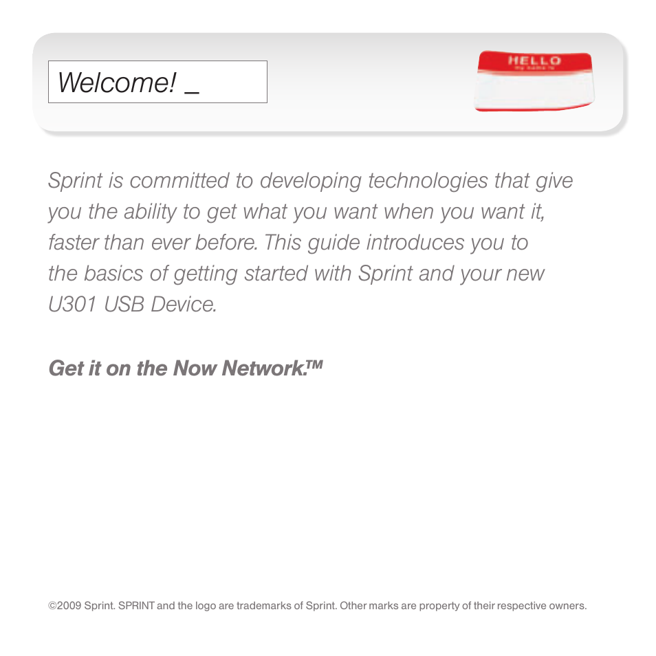 Welcome | Sprint Nextel U301 User Manual | Page 2 / 9