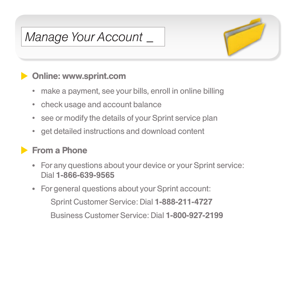 Manage your account | Sprint Nextel U301 User Manual | Page 7 / 9