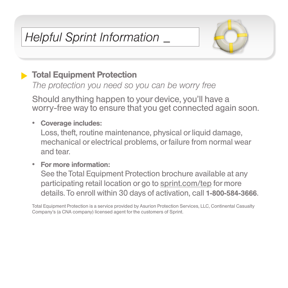Helpful sprint information | Sprint Nextel U301 User Manual | Page 8 / 9