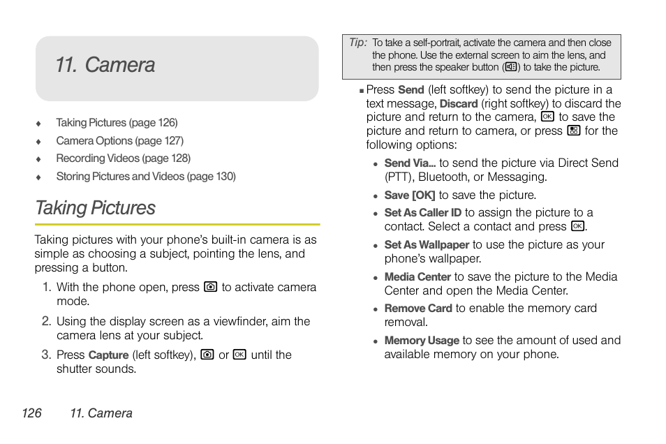 Camera, Taking pictures | Sprint Nextel BRUTE I686 User Manual | Page 140 / 199