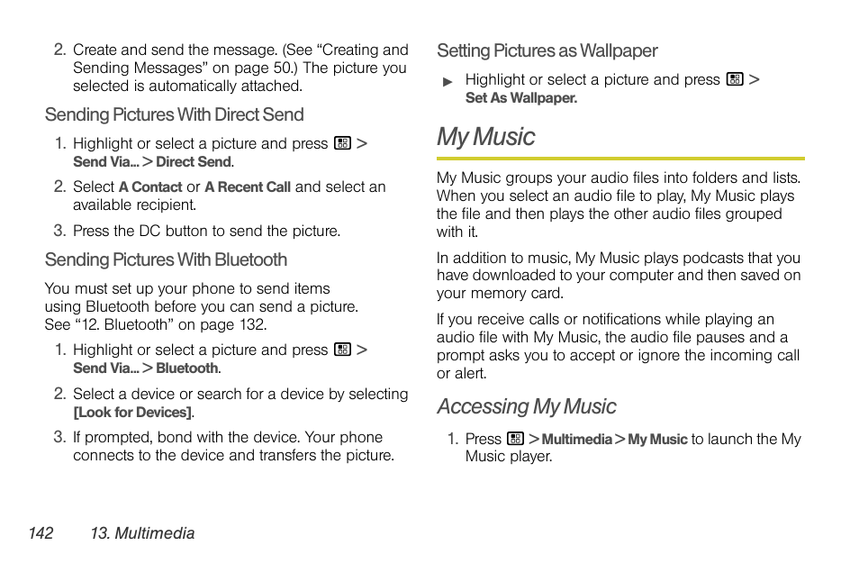 My music, Accessing my music | Sprint Nextel BRUTE I686 User Manual | Page 156 / 199