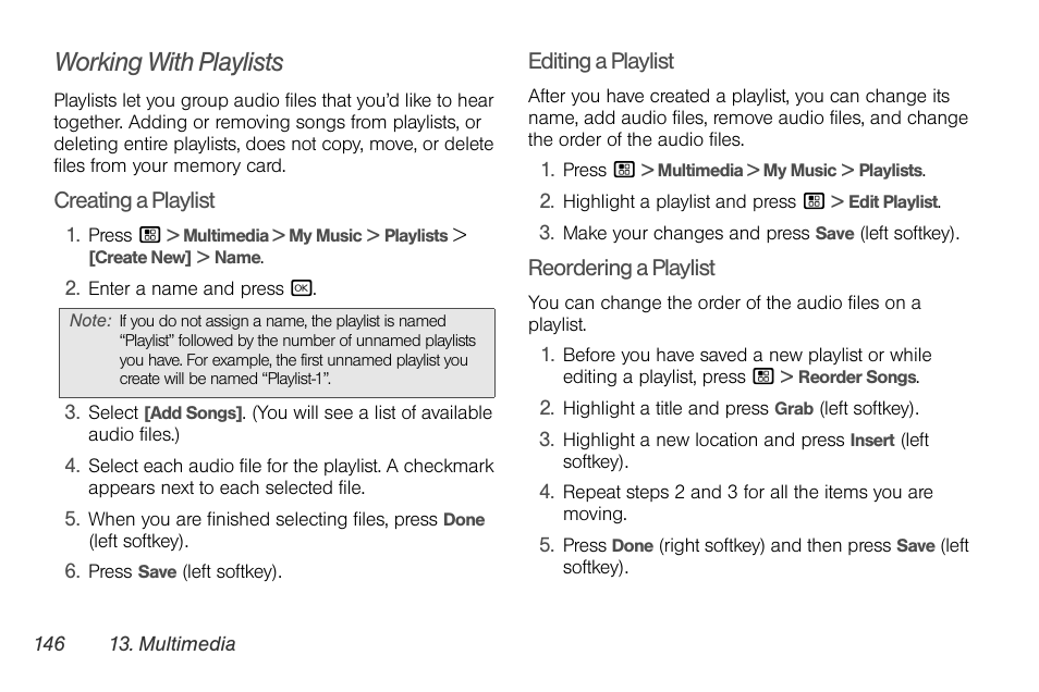 Working with playlists | Sprint Nextel BRUTE I686 User Manual | Page 160 / 199