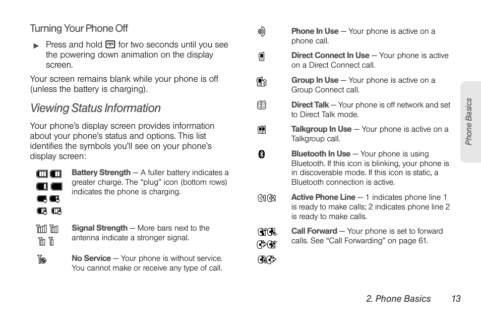 Viewing status information | Sprint Nextel BRUTE I686 User Manual | Page 27 / 199