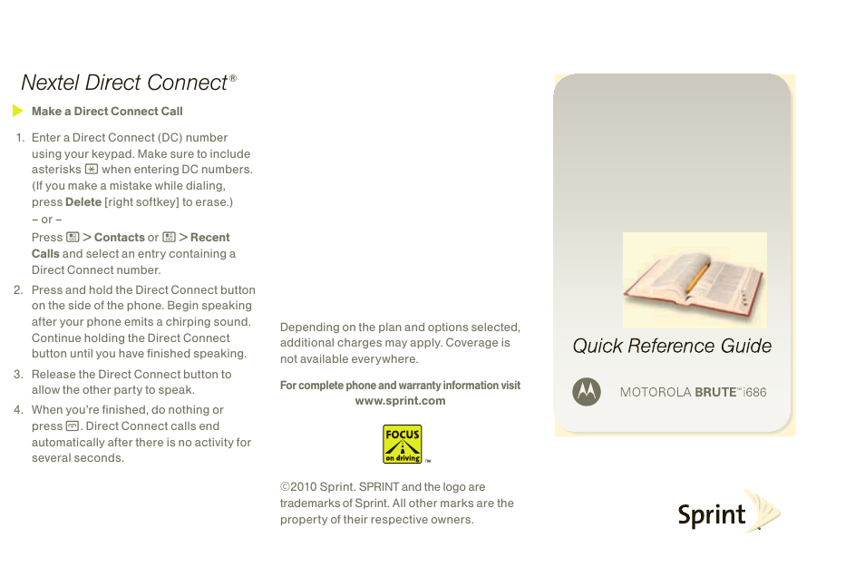 Nextel direct connect | Sprint Nextel BRUTE I686 User Manual | Page 3 / 199