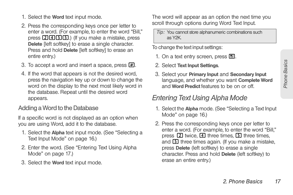 Entering text using alpha mode | Sprint Nextel BRUTE I686 User Manual | Page 31 / 199