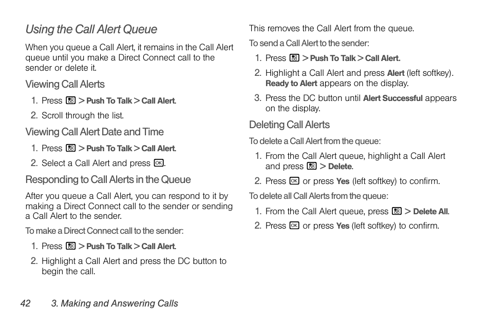 Using the call alert queue | Sprint Nextel BRUTE I686 User Manual | Page 56 / 199