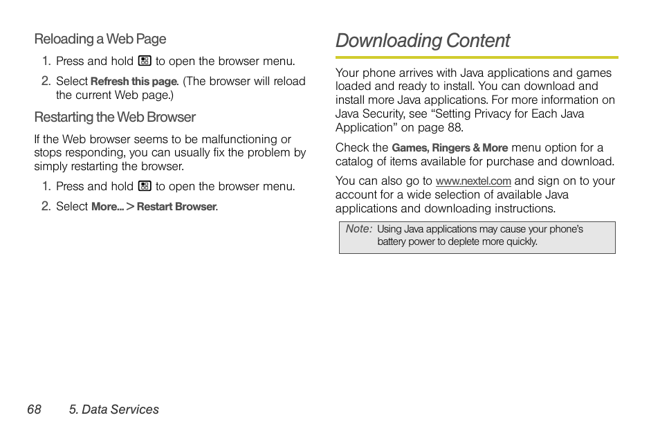 Downloading content | Sprint Nextel BRUTE I686 User Manual | Page 82 / 199