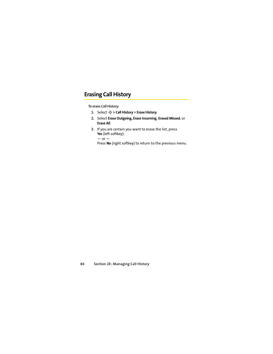 Erasing call history | Sprint Nextel MOTOSLVR L7C User Manual | Page 100 / 228