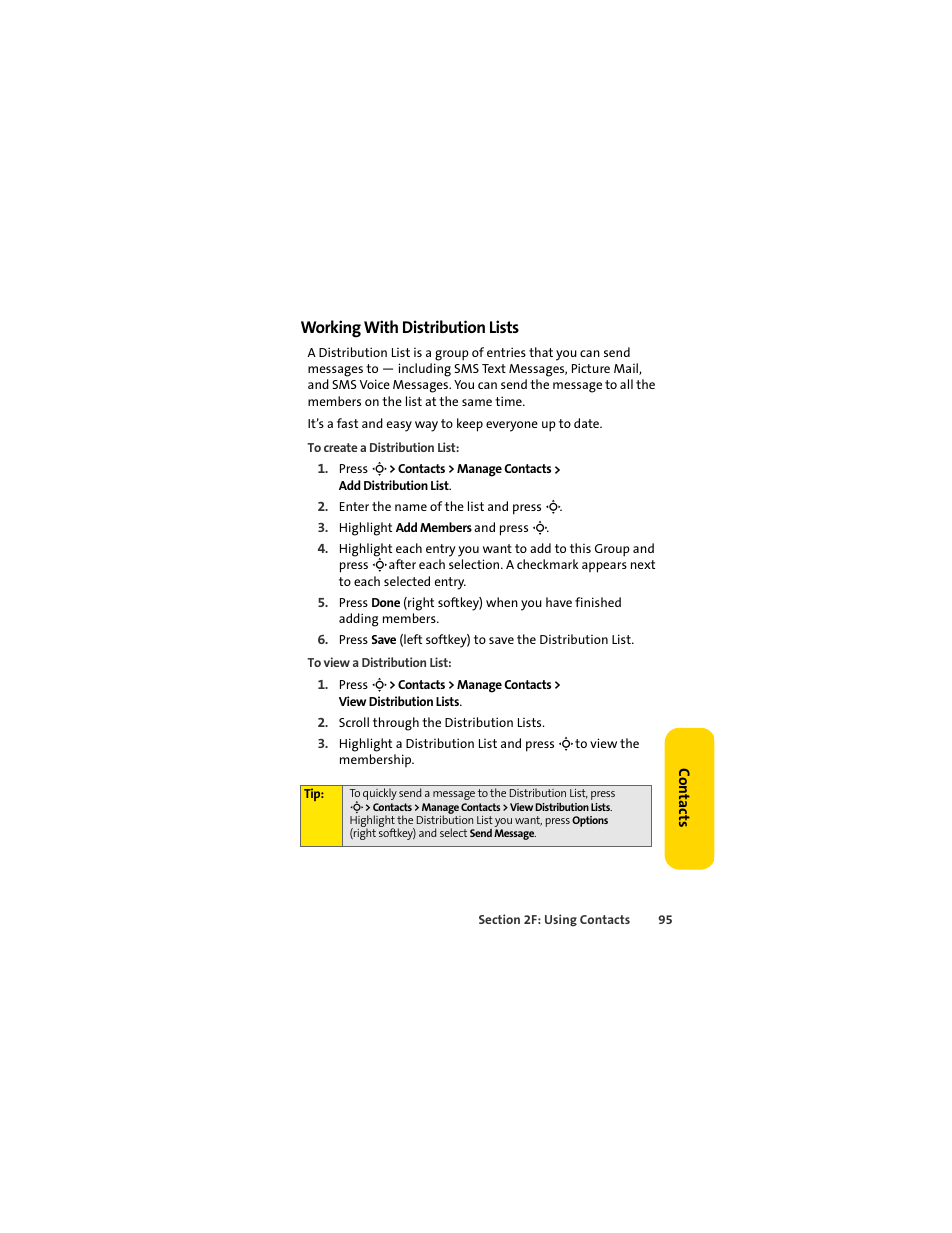 Working with distribution lists | Sprint Nextel MOTOSLVR L7C User Manual | Page 111 / 228