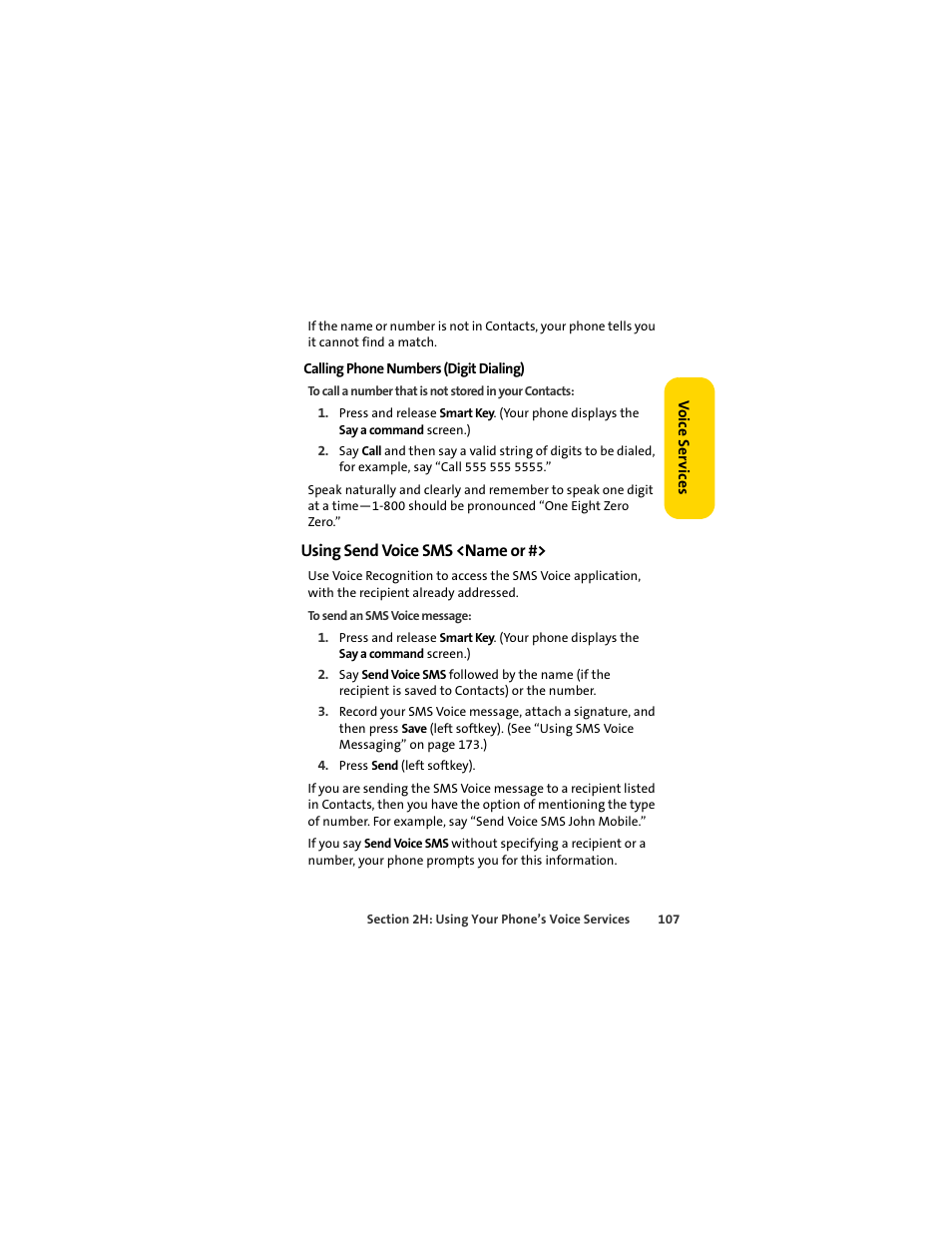 Using send voice sms <name or | Sprint Nextel MOTOSLVR L7C User Manual | Page 123 / 228