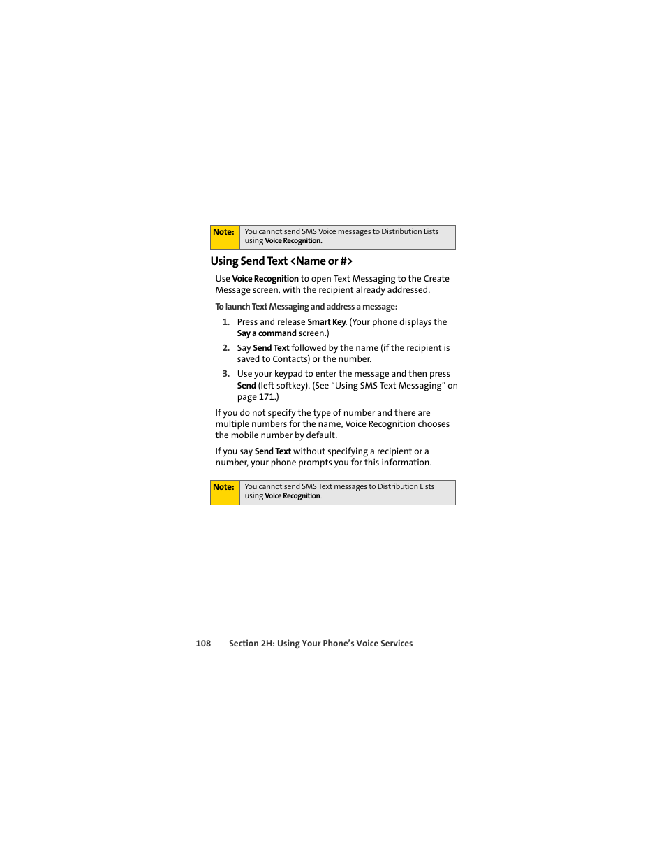 Using send text <name or | Sprint Nextel MOTOSLVR L7C User Manual | Page 124 / 228