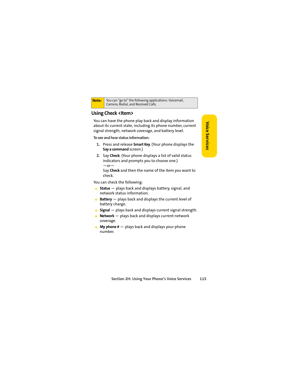 Using check <item | Sprint Nextel MOTOSLVR L7C User Manual | Page 131 / 228