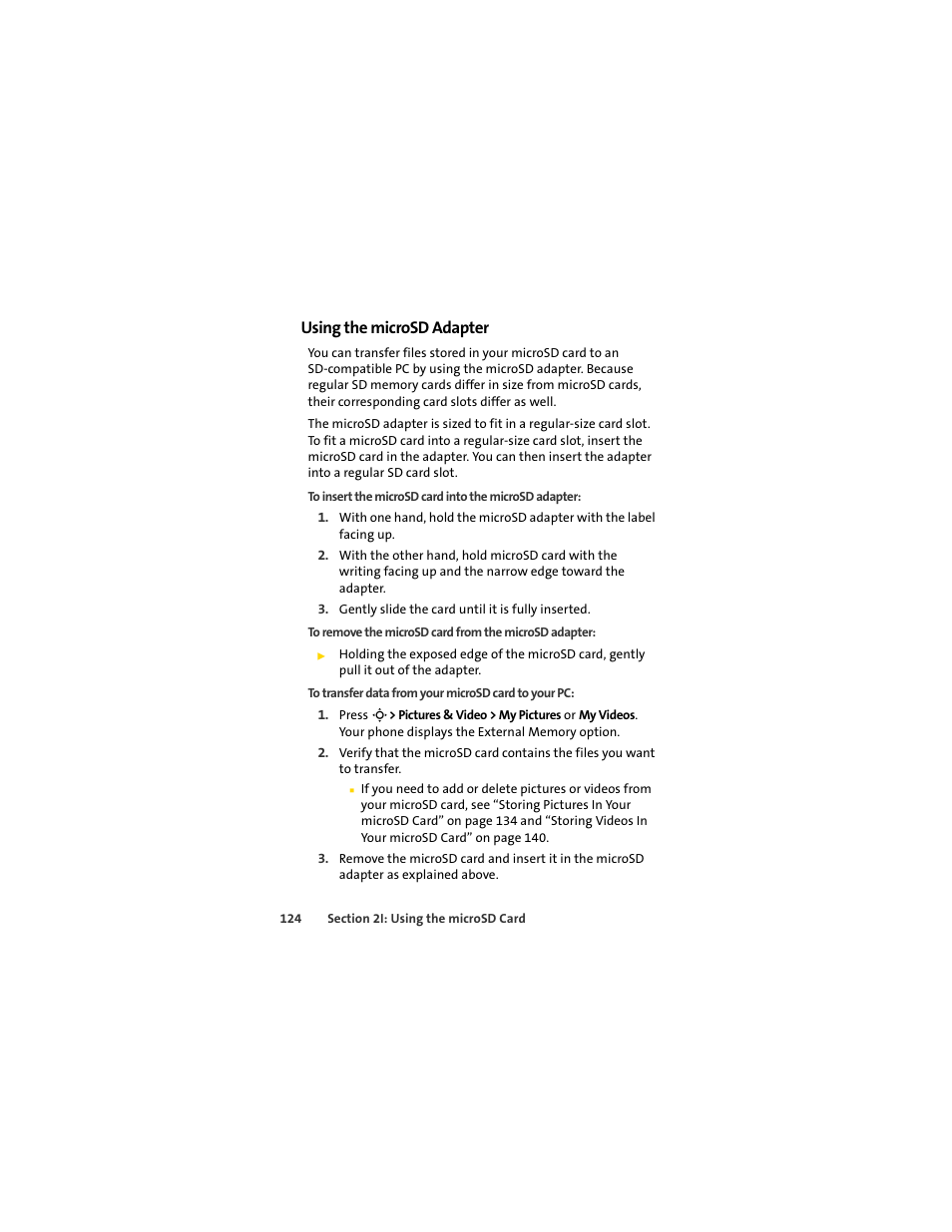 Using the microsd adapter | Sprint Nextel MOTOSLVR L7C User Manual | Page 140 / 228