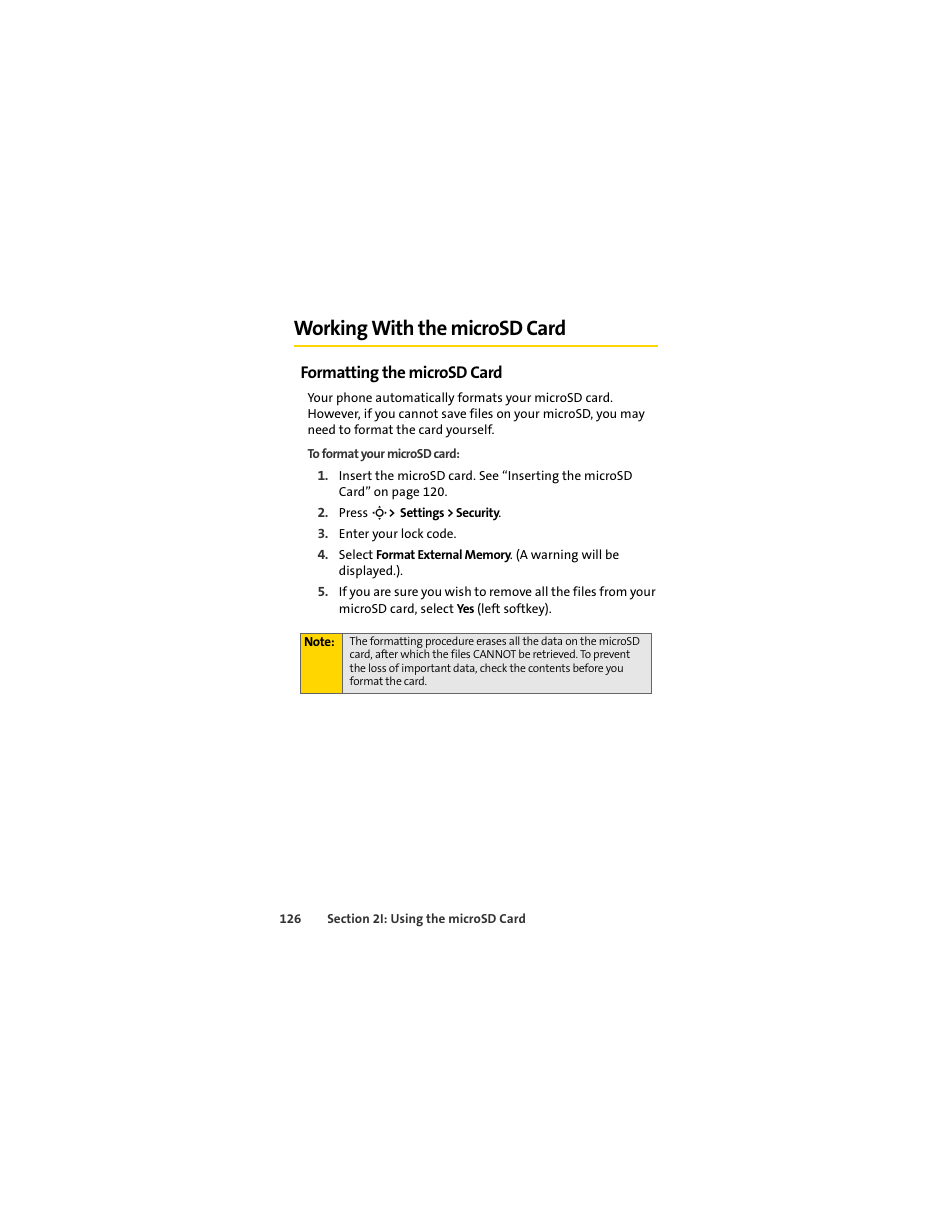 Working with the microsd card, Formatting the microsd card | Sprint Nextel MOTOSLVR L7C User Manual | Page 142 / 228