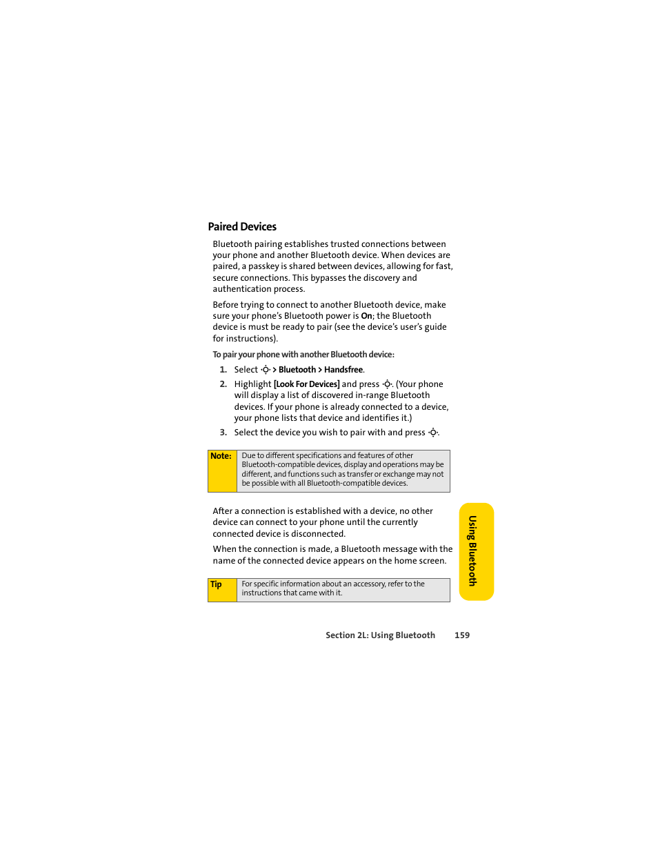 Paired devices | Sprint Nextel MOTOSLVR L7C User Manual | Page 175 / 228