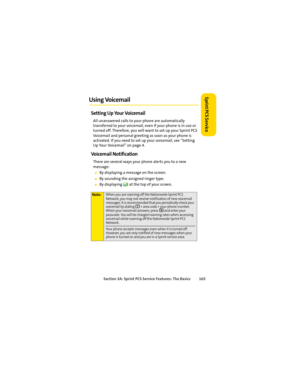 Using voicemail, Setting up your voicemail, Voicemail notification | Sprint Nextel MOTOSLVR L7C User Manual | Page 181 / 228