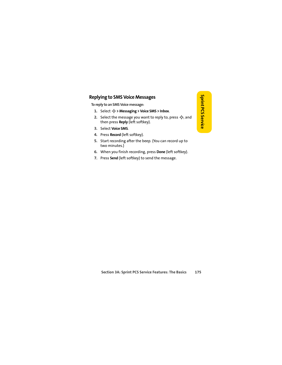 Replying to sms voice messages | Sprint Nextel MOTOSLVR L7C User Manual | Page 191 / 228