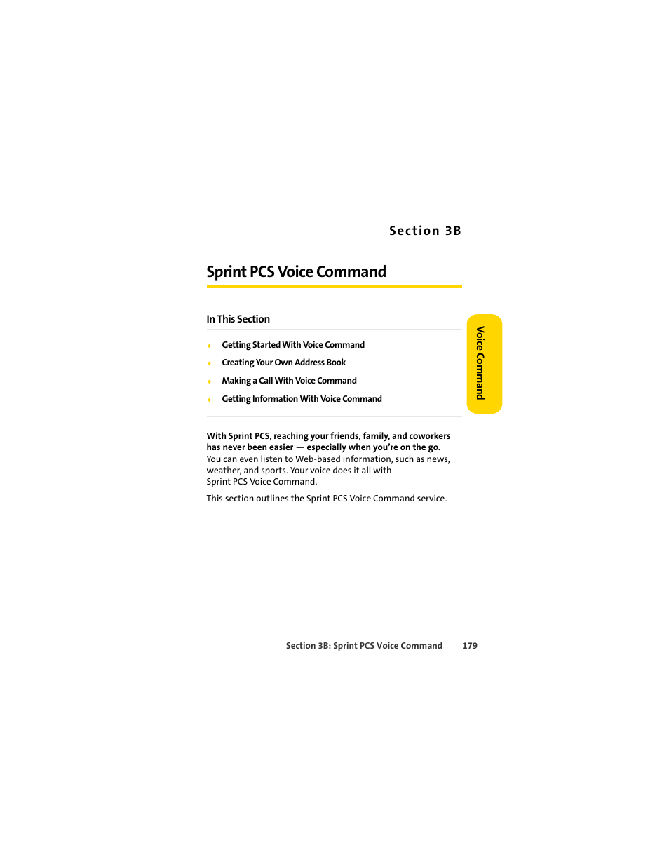 Sprint pcs voice command, 3b. sprint pcs voice command | Sprint Nextel MOTOSLVR L7C User Manual | Page 195 / 228