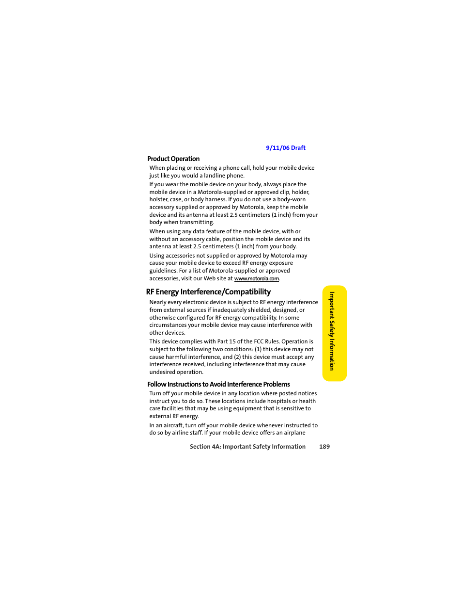 Rf energy interference/compatibility | Sprint Nextel MOTOSLVR L7C User Manual | Page 205 / 228