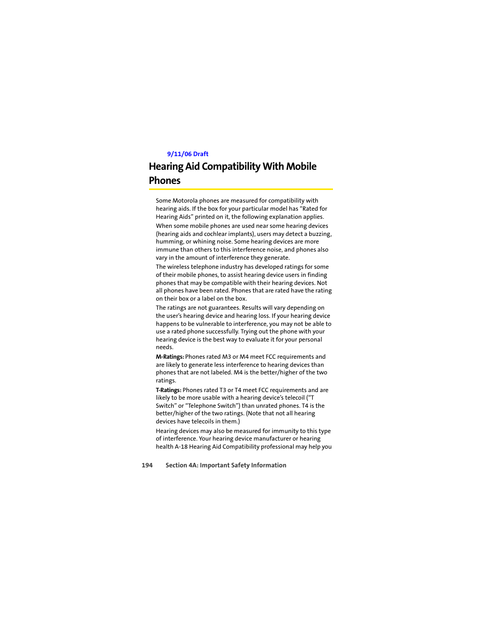 Hearing aid compatibility with mobile phones | Sprint Nextel MOTOSLVR L7C User Manual | Page 210 / 228