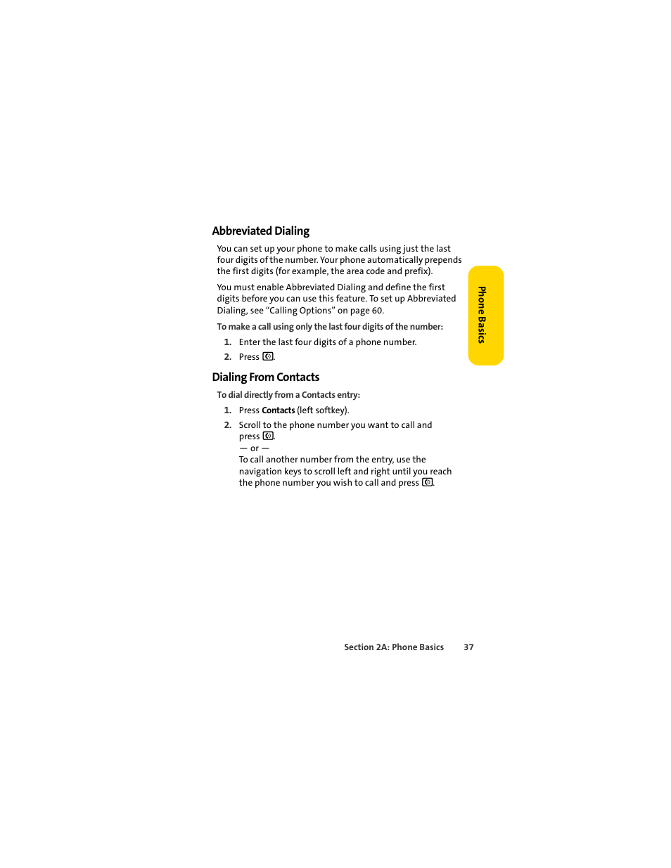 Abbreviated dialing, Dialing from contacts | Sprint Nextel MOTOSLVR L7C User Manual | Page 53 / 228