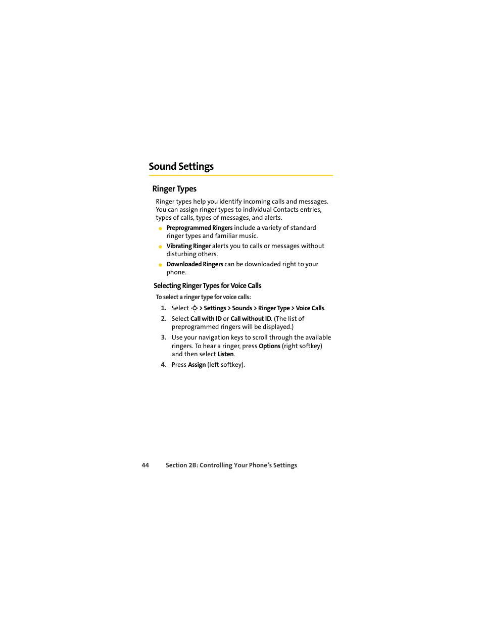 Sound settings, Ringer types | Sprint Nextel MOTOSLVR L7C User Manual | Page 60 / 228