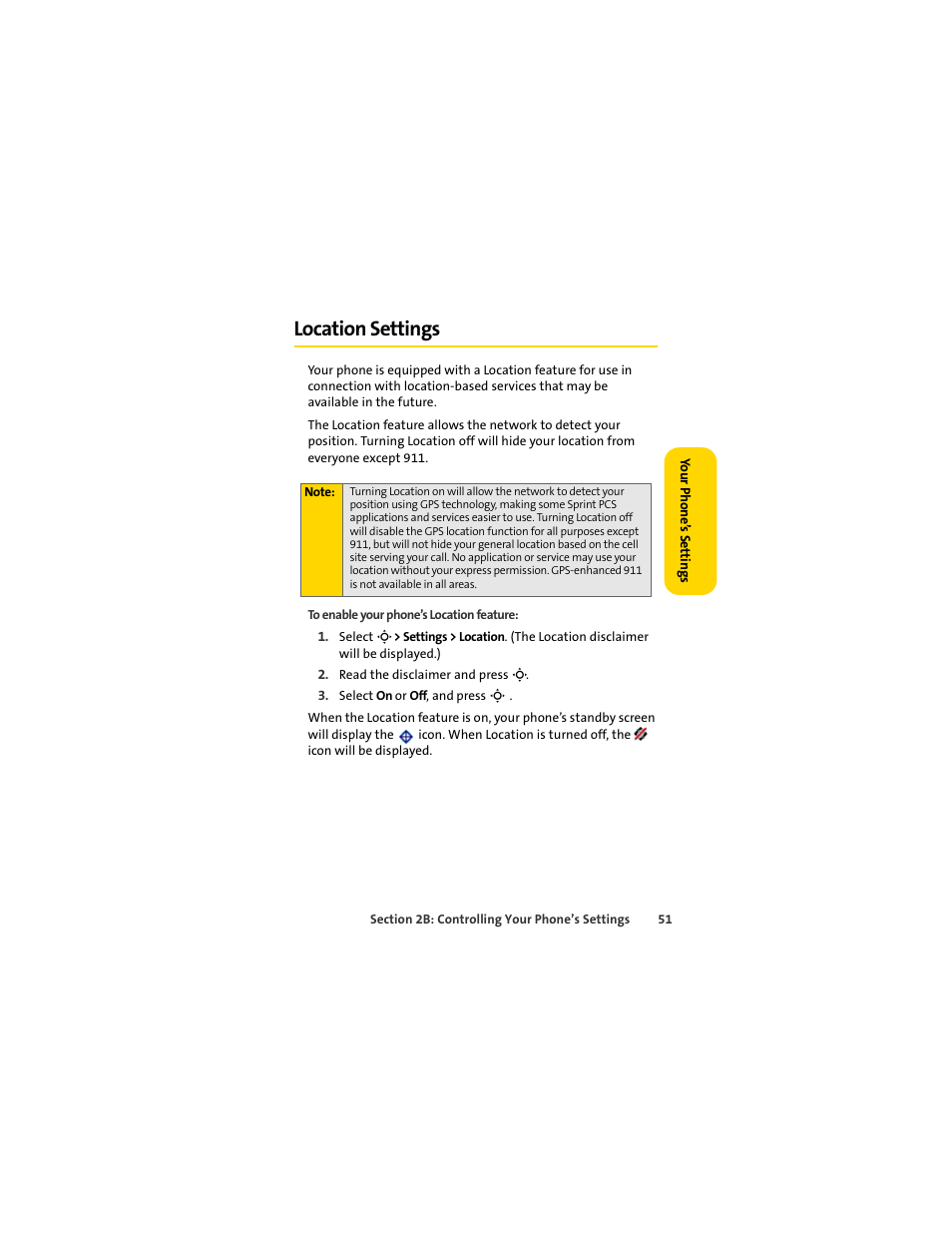 Location settings | Sprint Nextel MOTOSLVR L7C User Manual | Page 67 / 228